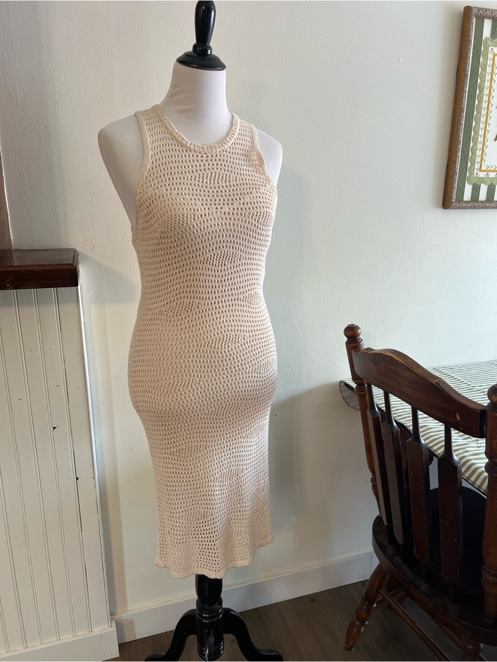 Steve Madden Cream Crochet Tank Midi Dress